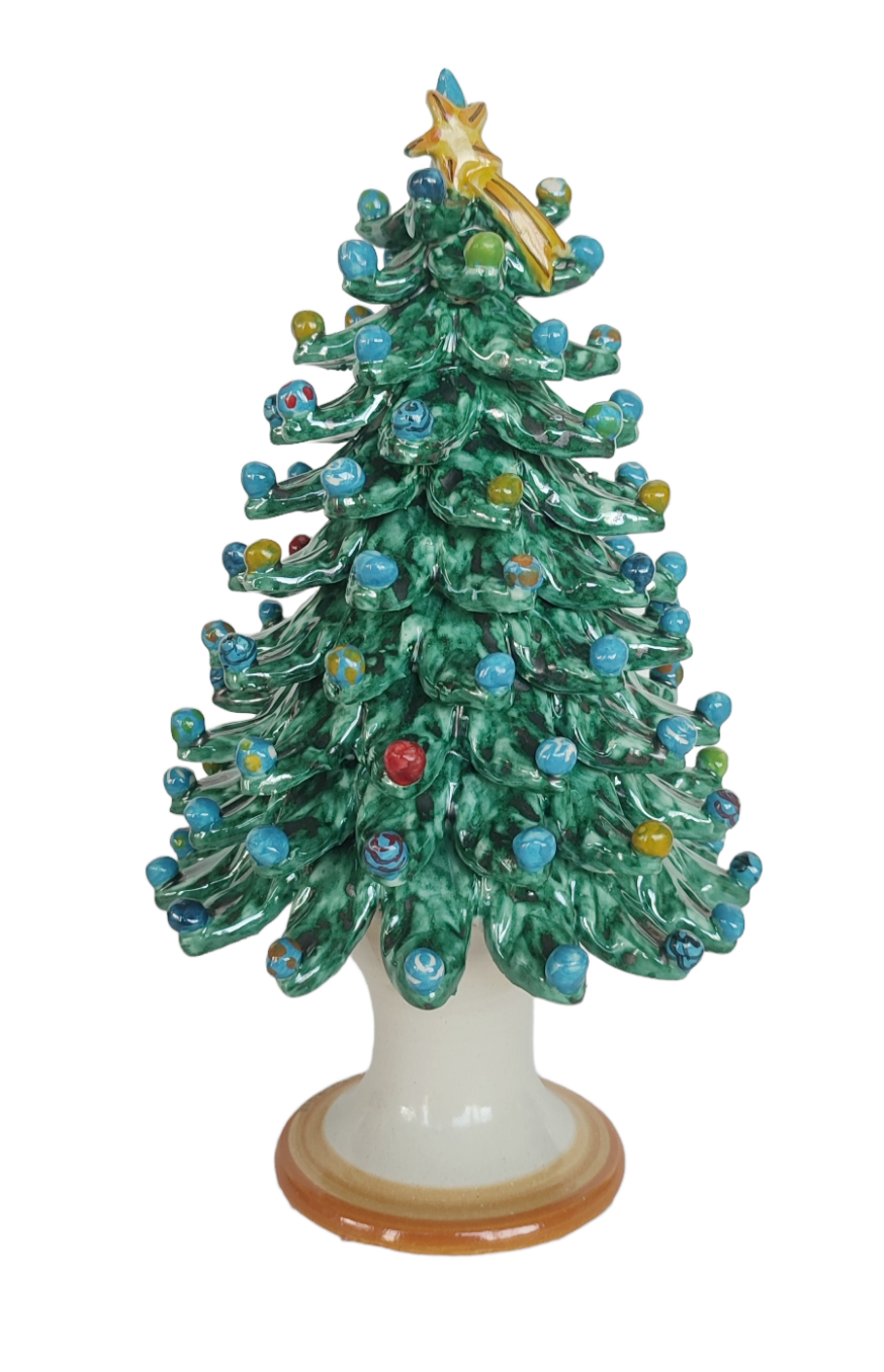 Albero di Natale in Ceramica Verde h 31 CM - Maioliche Artistiche ...