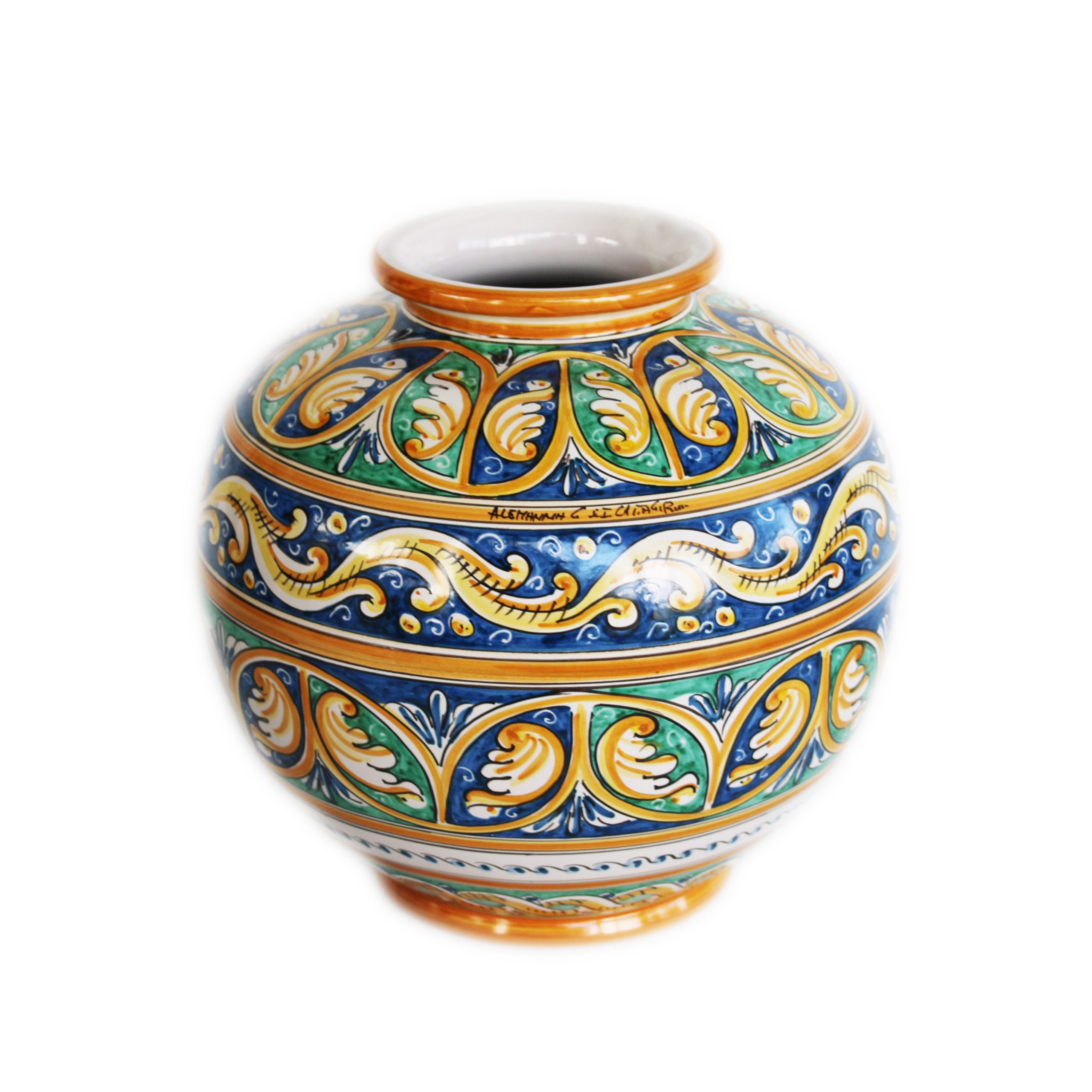 Vaso a palla in Ceramica di Caltagirone - Maioliche Artistiche