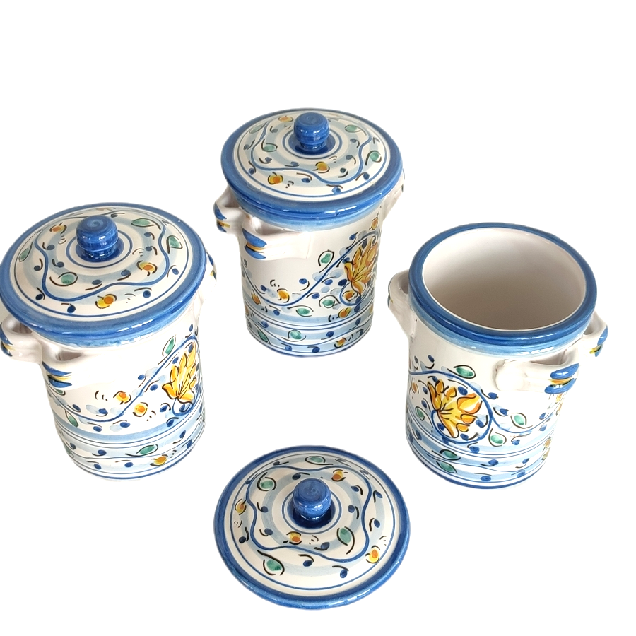 Set 3 Barattoli in ceramica, contenitori sale zucchero e caffè per la – La  bottega del Pollino