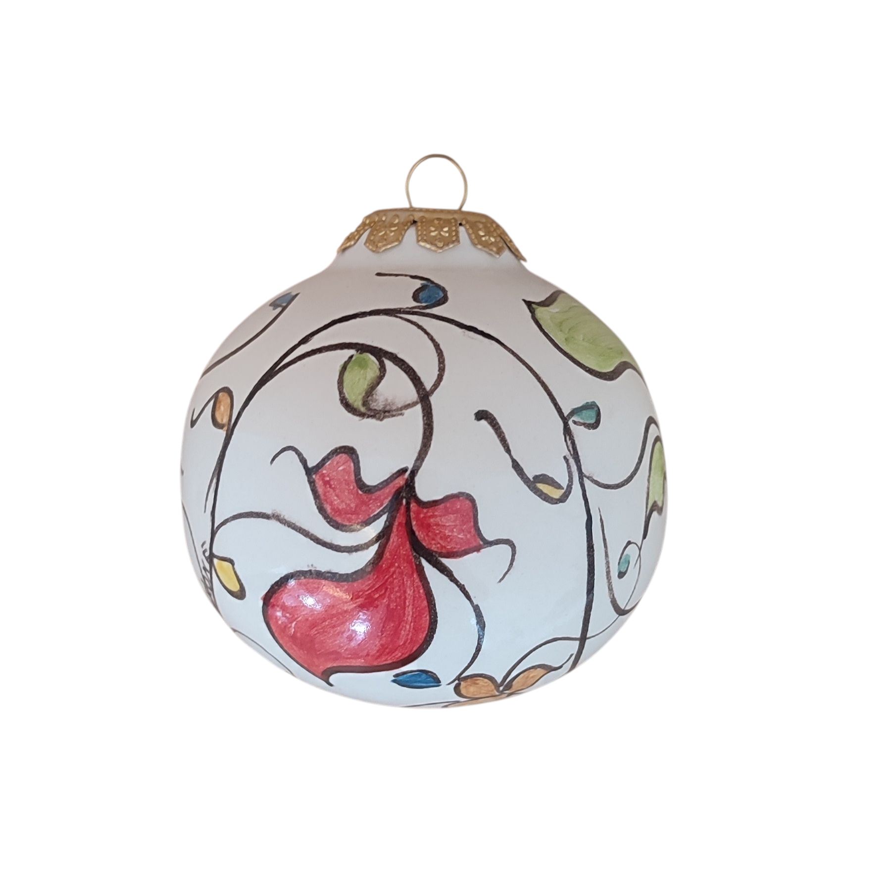 Pallina Di Natale Dipinta A Mano In Ceramica Di Caltagirone Arlecchino Front Pallina di Natale dipinta a mano in Ceramica di Caltagirone arlecchino front