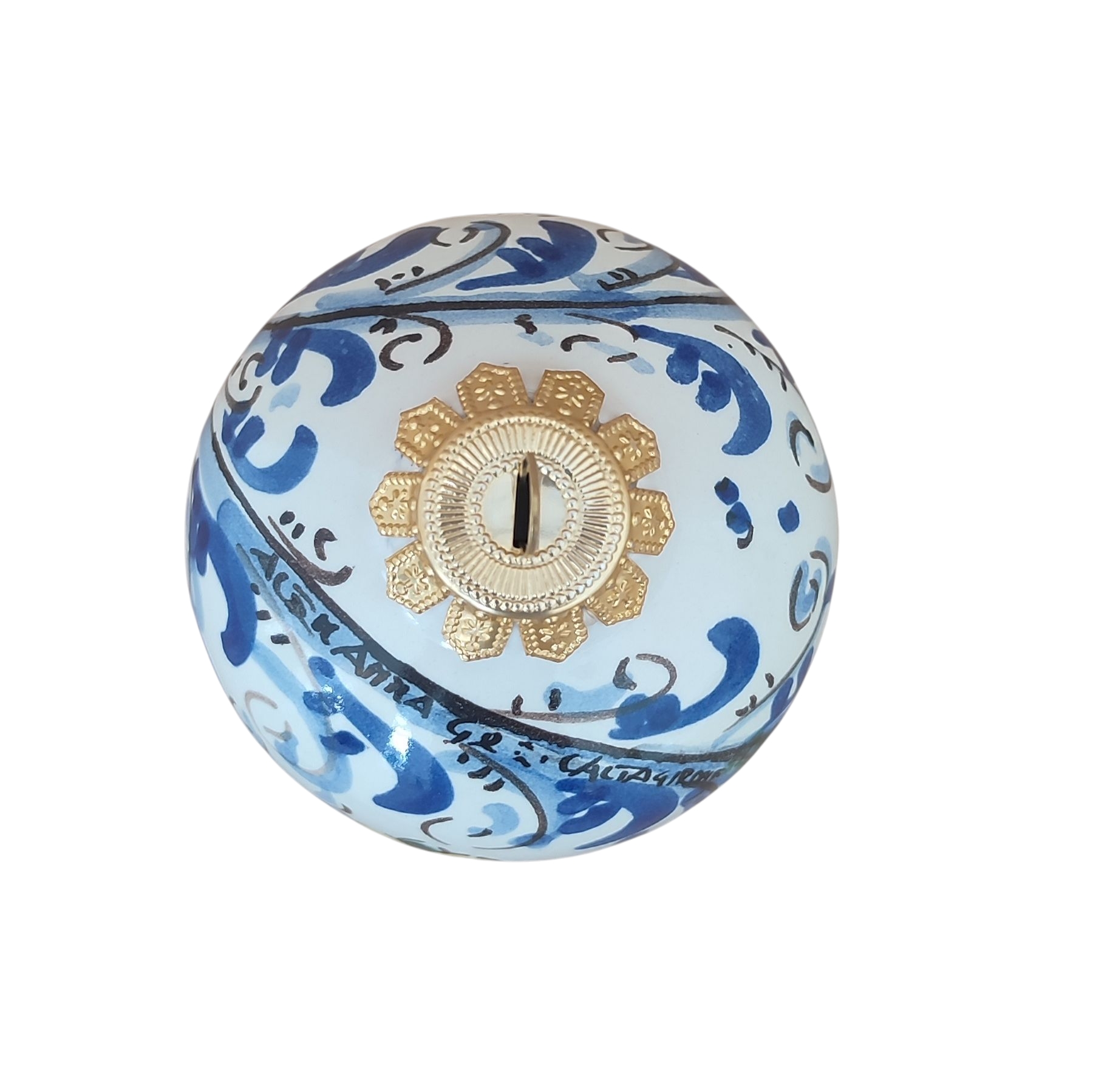 Palla Di Natale In Ceramica Di Caltagirone 603 Blu Palla di Natale in Ceramica di Caltagirone 603 blu