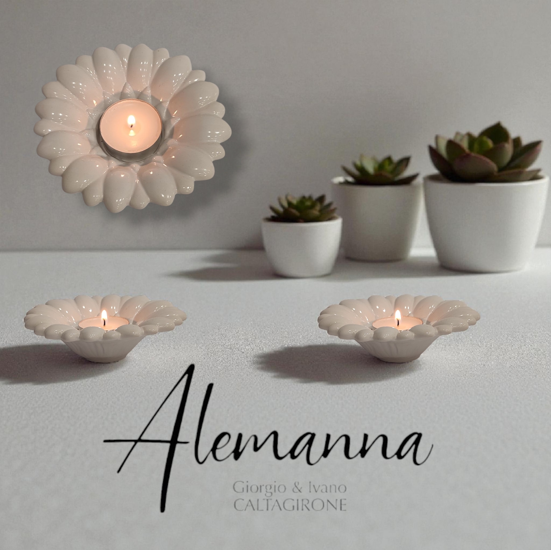 Fiore Portacandela Bianco Fiore portacandela bianco